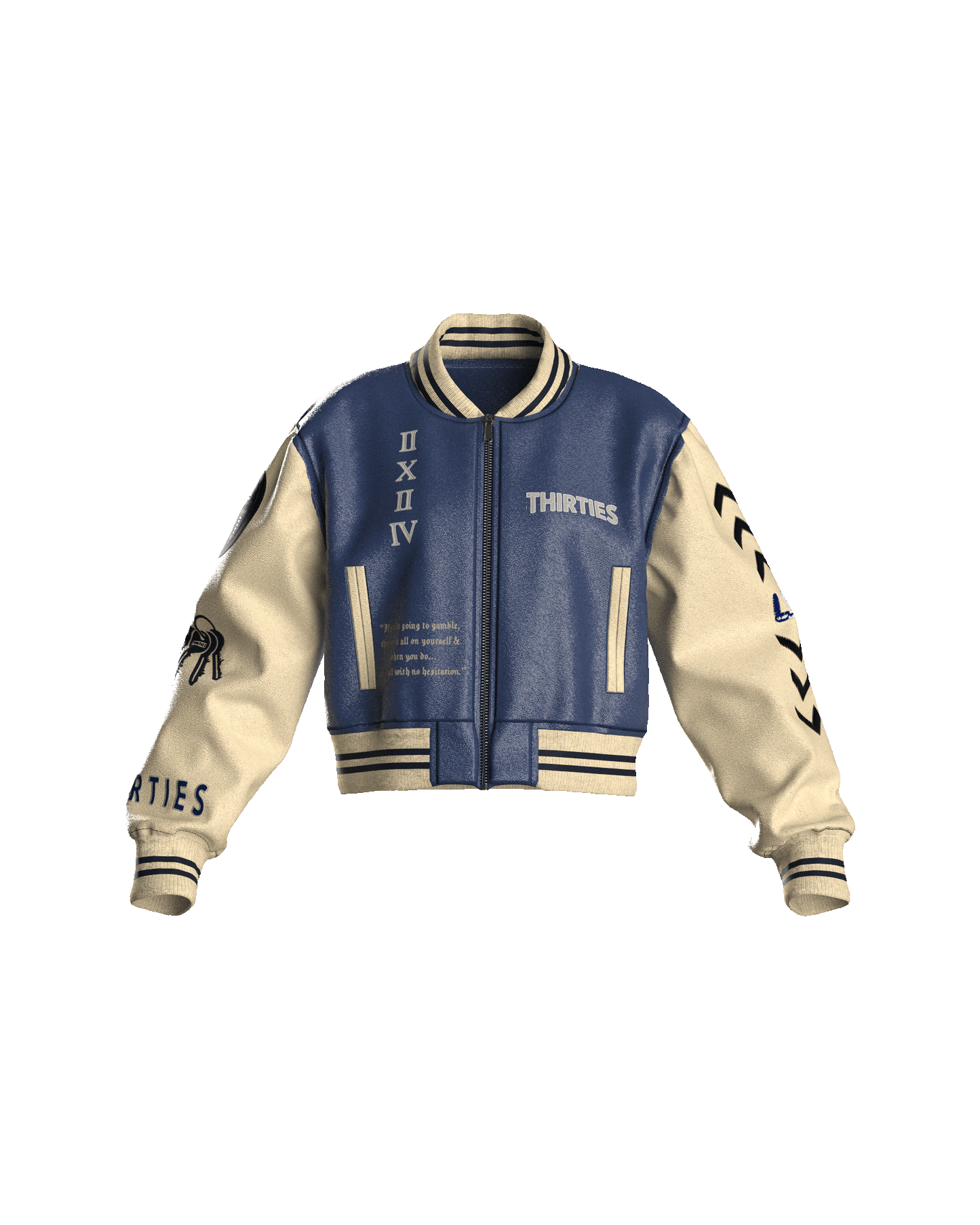 NAVY BONE CROPPED JACKET