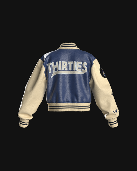 NAVY BONE CROPPED JACKET