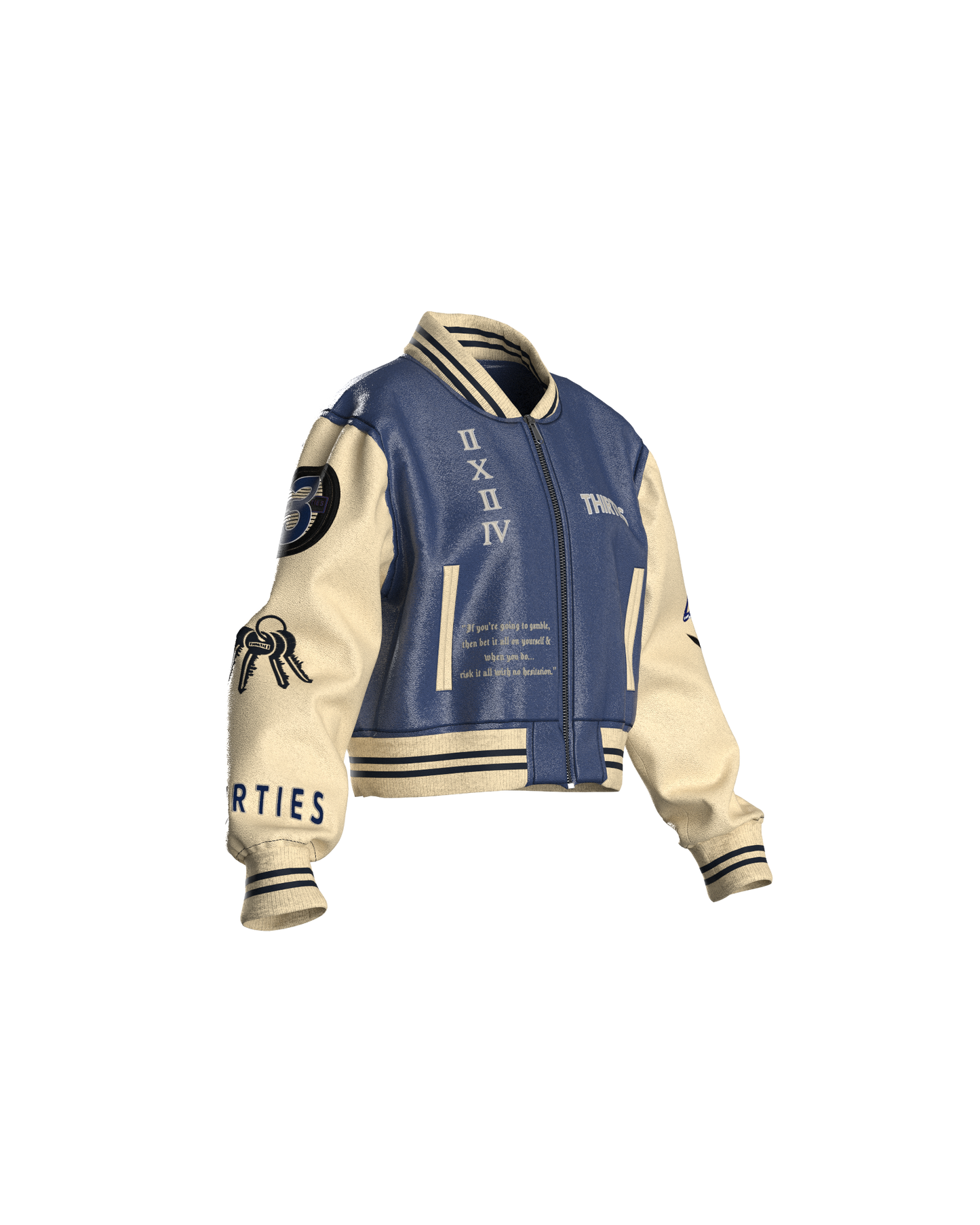 NAVY BONE CROPPED JACKET